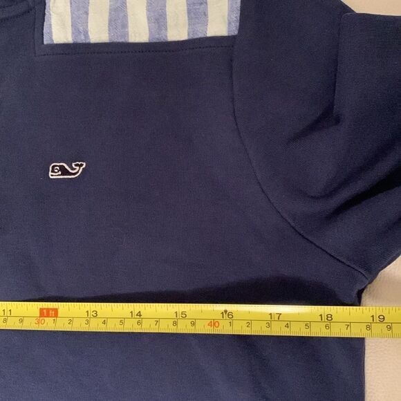 Vineyard Vines Cotton Seersucker Shep Shirt 1/4 Zip Navy Pullover Size XS - Picture 4 of 10